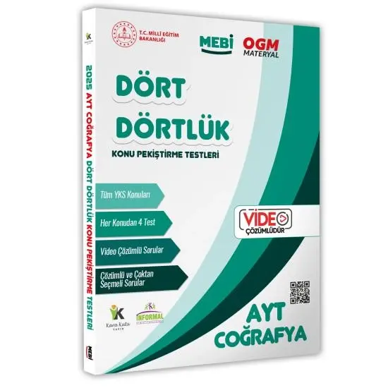2025 YKS-AYT MEBİ-OGM Dört Dörtlük Pekiştirme Testi A4 Renkli Soru Bankası Video Çözümlü BASKI ÜCRETİ