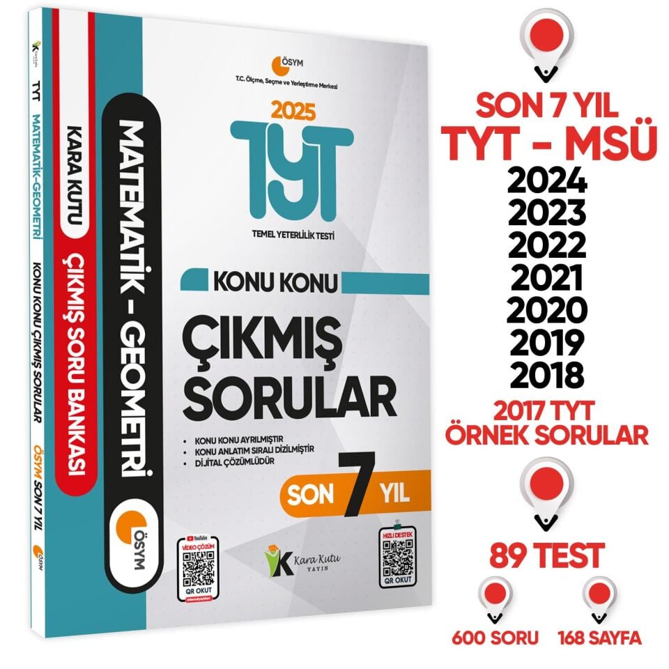 2025 YKS-TYT Matematik-Geometri Karakutu ÖSYM Çıkmış Soru Bankası Çözümlü Konu Konu Son 7 Yıl