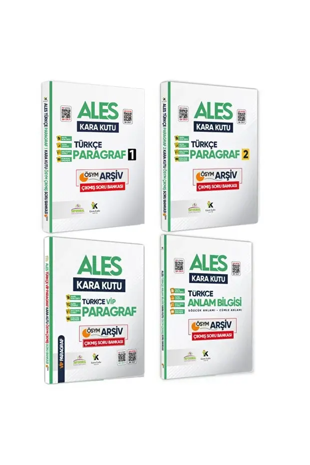 ALES Kara Kutu TÜRKÇE 4lü SET Konu Özetli Çözümlü ÖSYM ARŞİV Çıkmış Soru Bankası