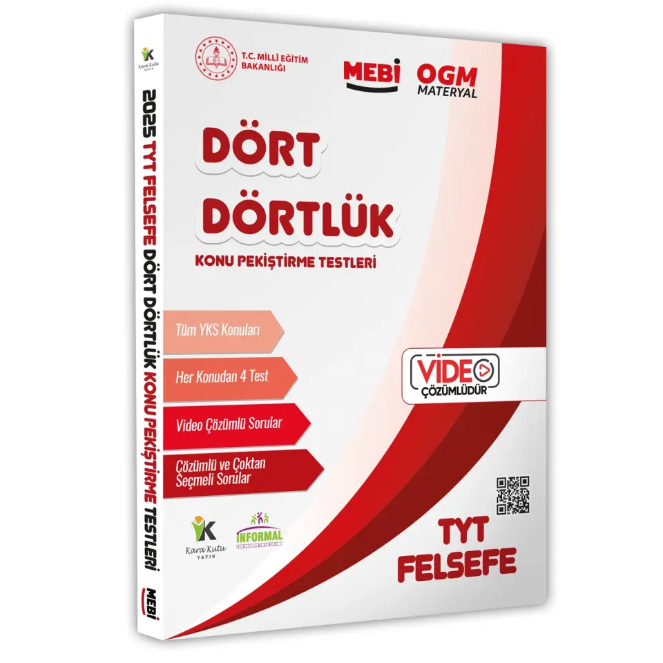 2025 YKS-TYT MEBİ-OGM Dört Dörtlük Pekiştirme Testi A4 Renkli Soru Bankası Video Çözümlü BASKI ÜCRETİ