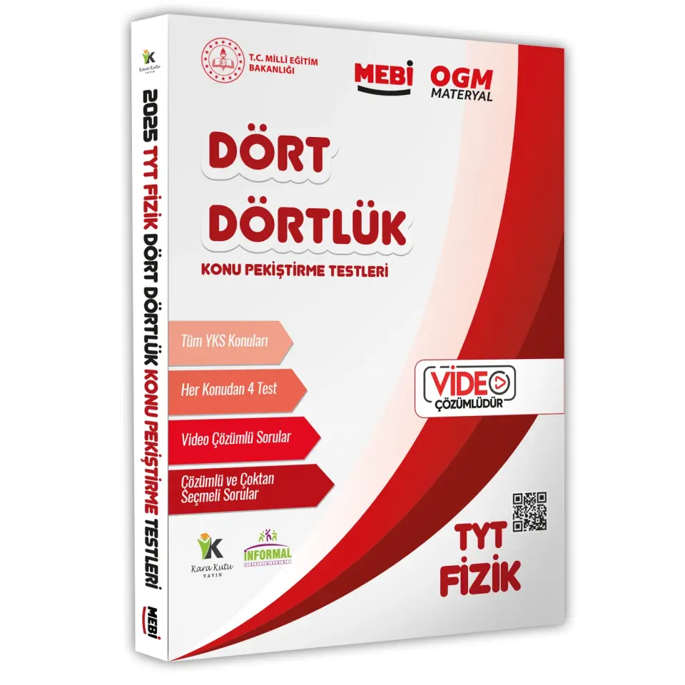 2025 YKS-TYT MEBİ-OGM Dört Dörtlük Pekiştirme Testi A4 Renkli Soru Bankası Video Çözümlü BASKI ÜCRETİ