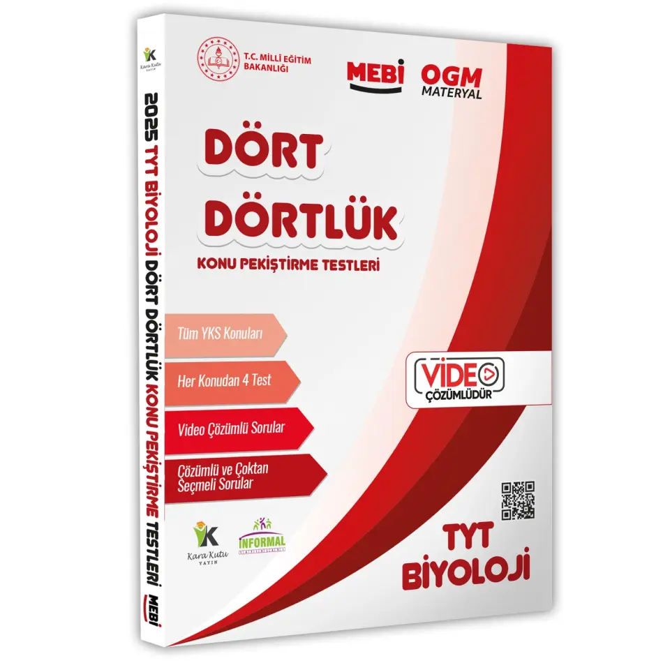 2025 YKS-TYT MEBİ-OGM Dört Dörtlük Pekiştirme Testi A4 Renkli Soru Bankası Video Çözümlü BASKI ÜCRETİ