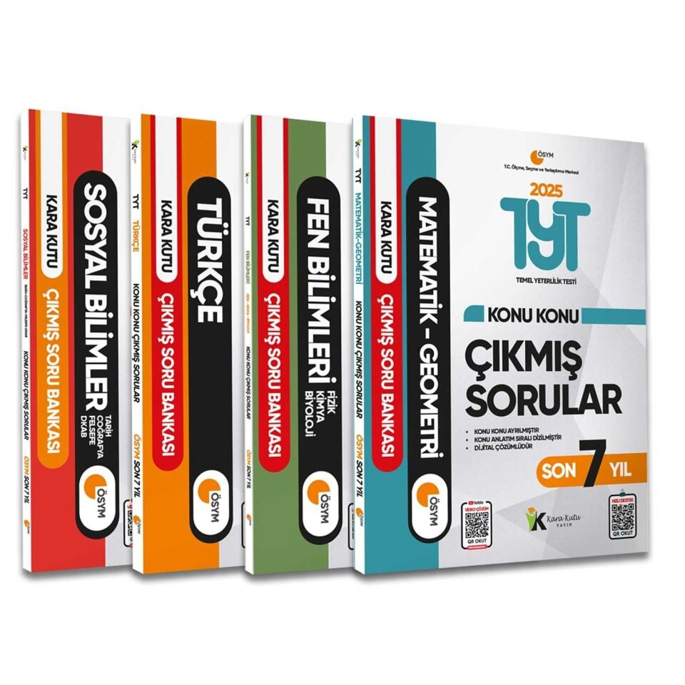 2025 YKS-TYT ÖSYM Çıkmış Soru Bankası Konu Konu Son 7 Yıl PDF/Video Çözümlü 4lü Kara Kutu SET