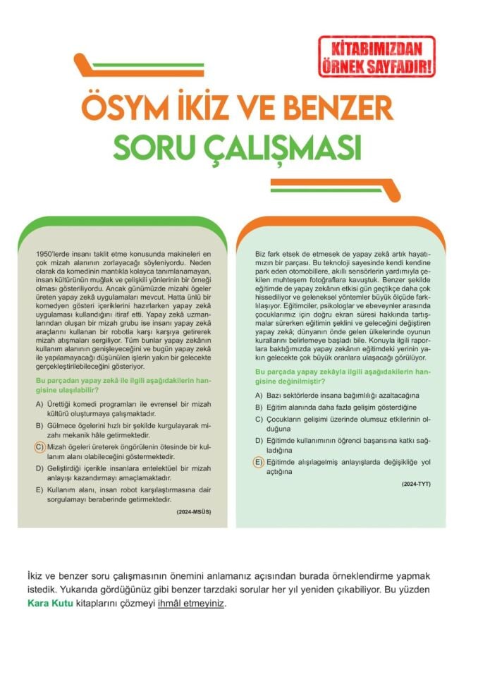 2025 YKS-TYT Türkçe Karakutu ÖSYM Çıkmış Soru Bankası Video/PDF Çözümlü Konu Konu Son 7 Yıl