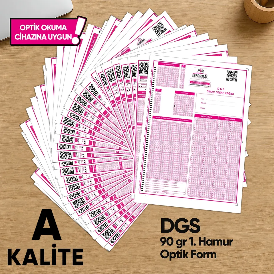DGS Deneme Sınavları İçin 100 Adet (90.GR) Optik Form - Optik Okuma Uyumlu