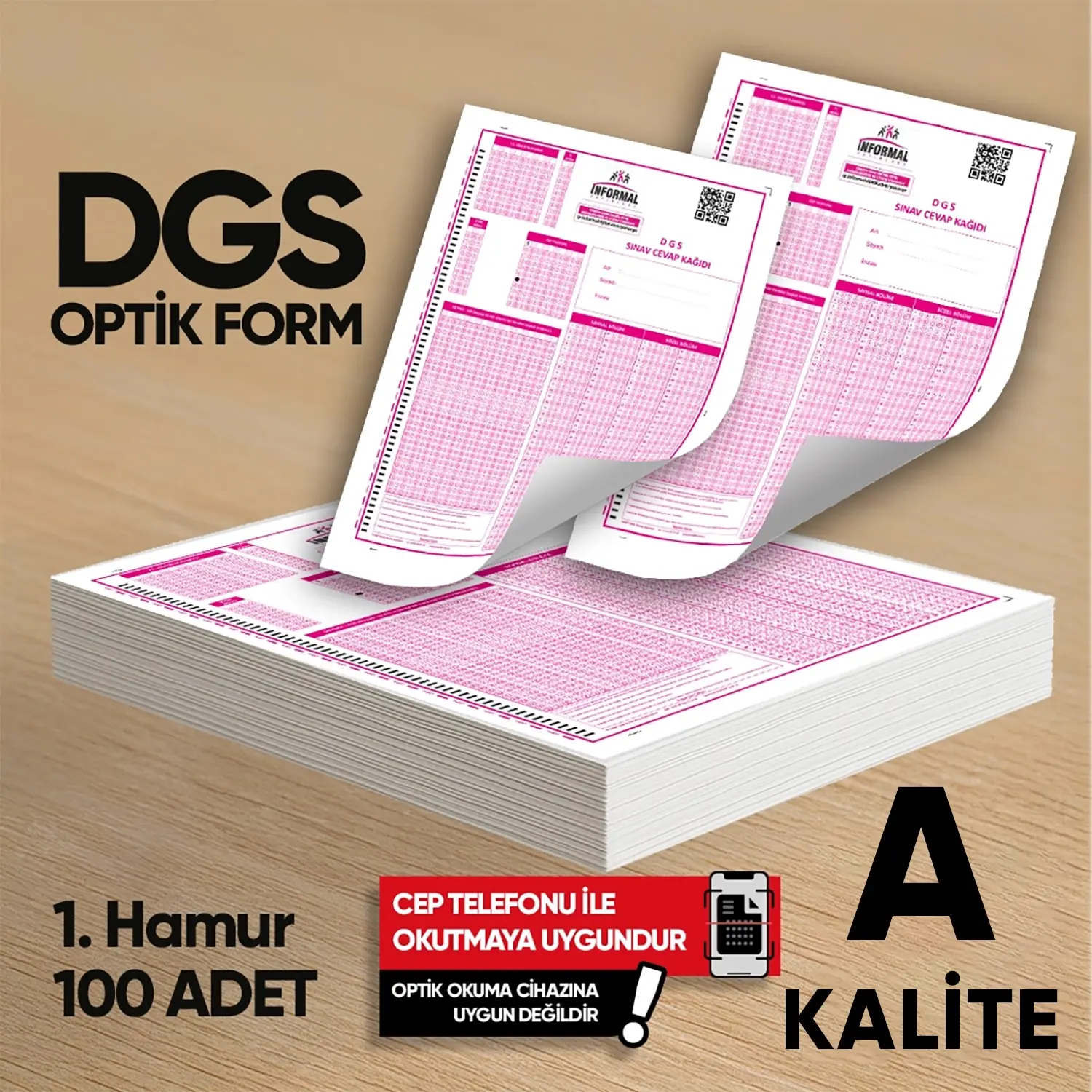 DGS Deneme Sınavları İçin 100 Adet Optik Form