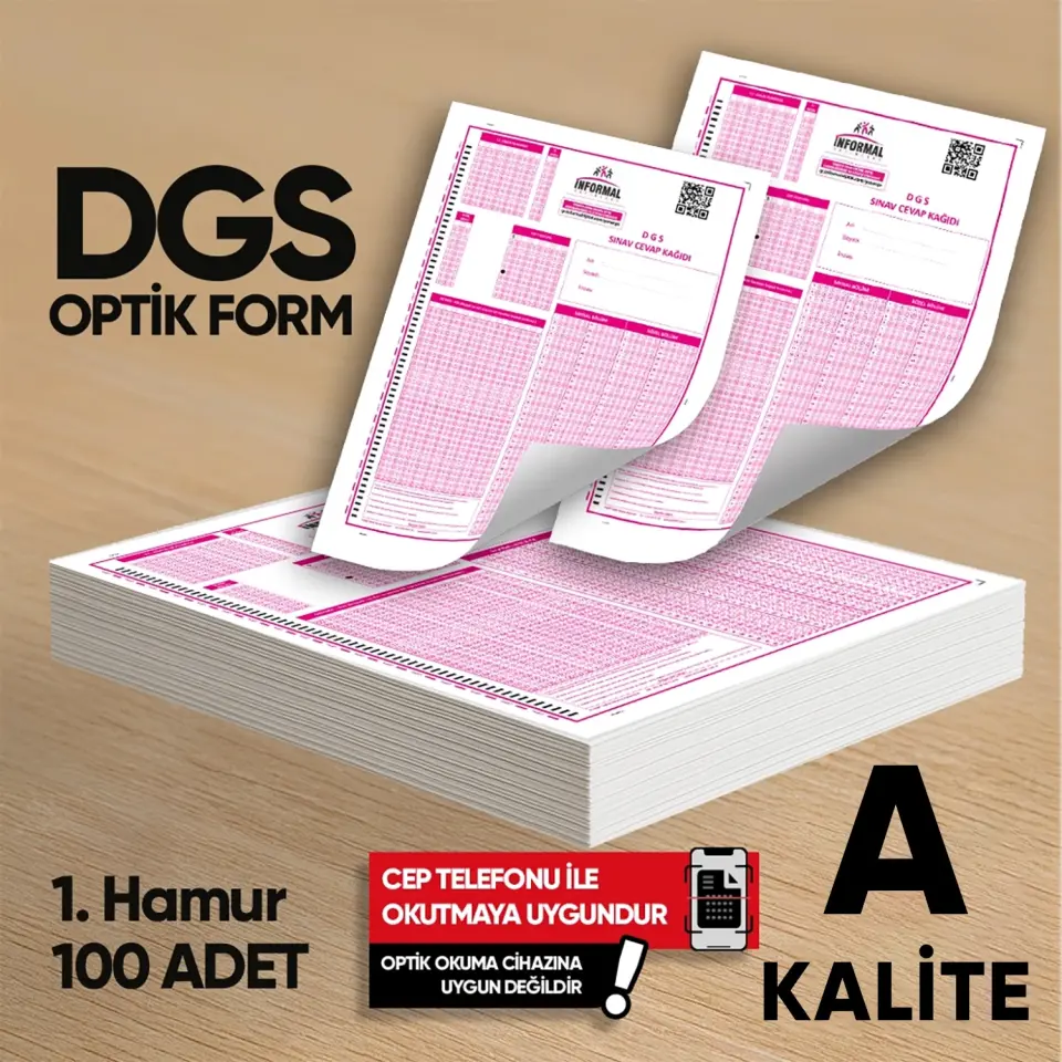 DGS Deneme Sınavları İçin 100 Adet Optik Form