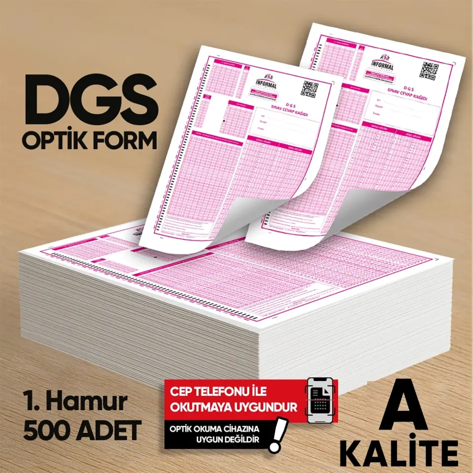 DGS Deneme Sınavları İçin 500 Adet Optik Form