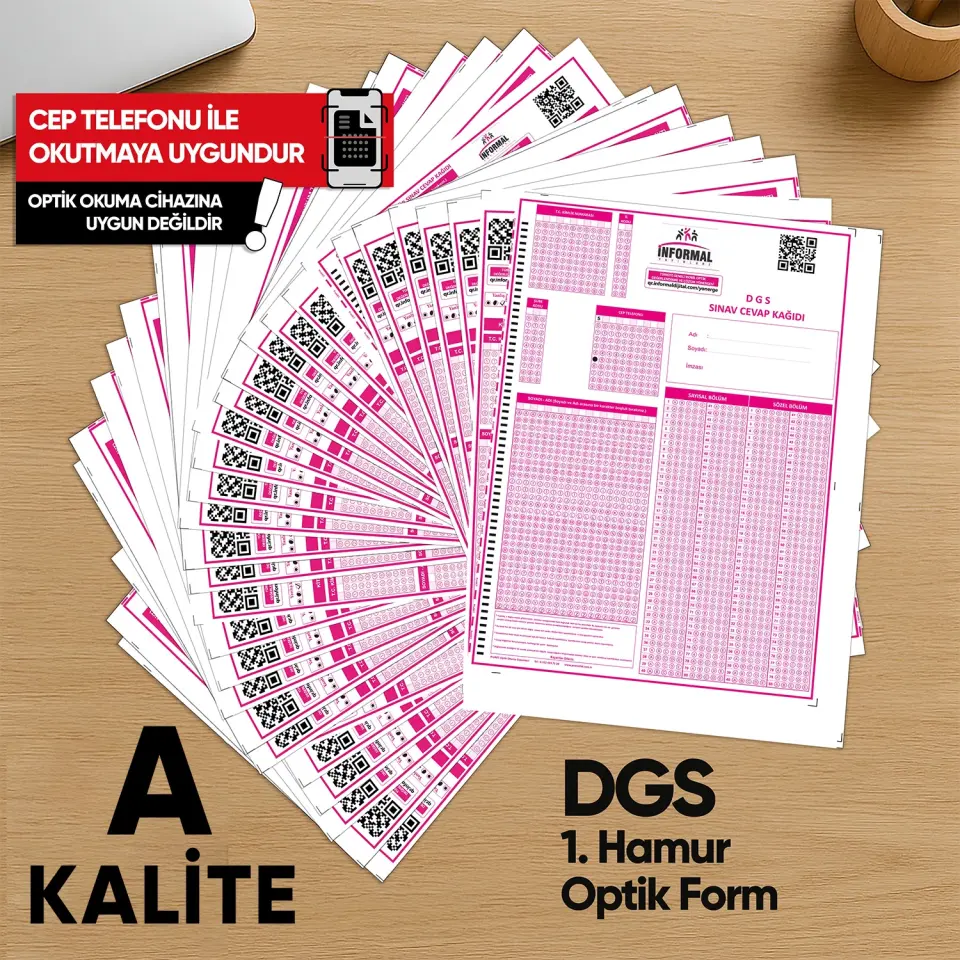 DGS Deneme Sınavları İçin 500 Adet Optik Form