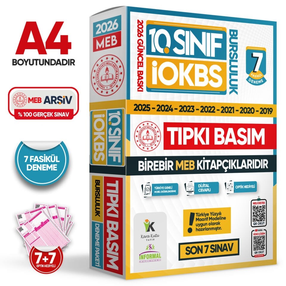 2026 10.Sınıf İOKBS (BURSLULUK SINAVI) MEB Çıkmış Soru Tıpkı Basım Deneme Paketi 7li Türkiye Geneli