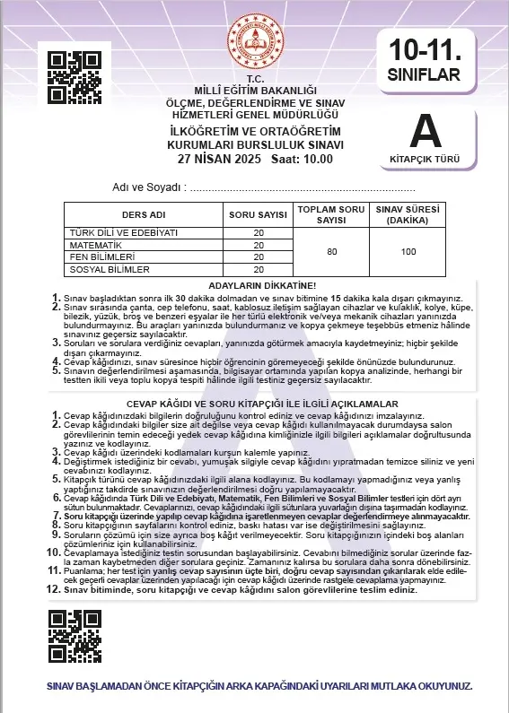 2026 10.Sınıf İOKBS (BURSLULUK SINAVI) MEB Çıkmış Soru Tıpkı Basım Deneme Paketi 7li Türkiye Geneli