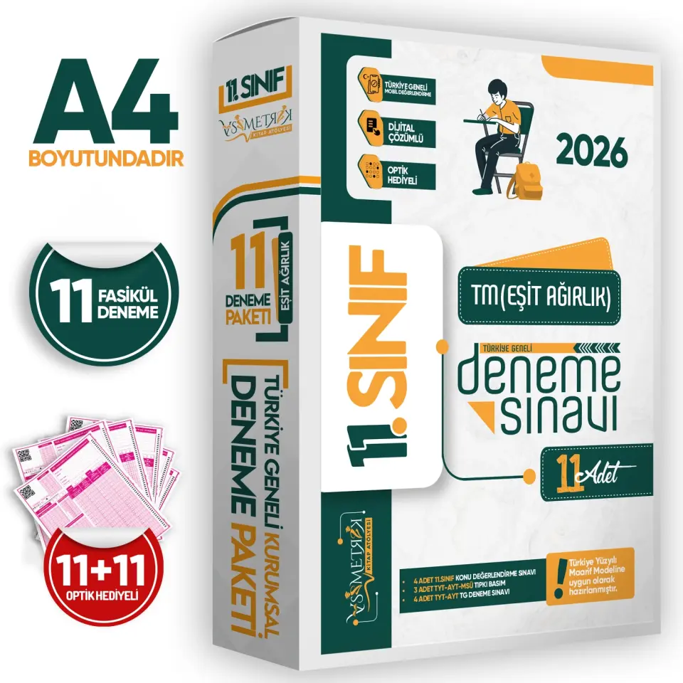 2026 11.Sınıf Eşit Ağırlık(TM) Türkiye Geneli Değerlendirmeli Dijital Çözümlü 11li PAKET DENEME SETİ