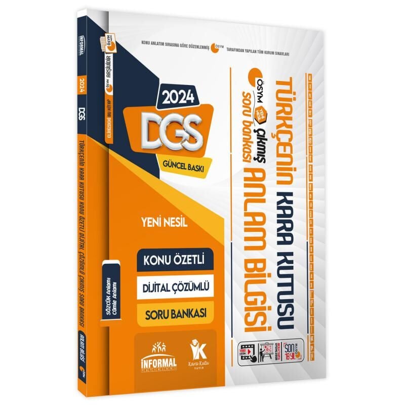 DGS Türkçenin Kara Kutusu ANLAM BİLGİSİ (Sözcük-Cümle)Dijital Çözümlü Konu Özetli Soru Bankası