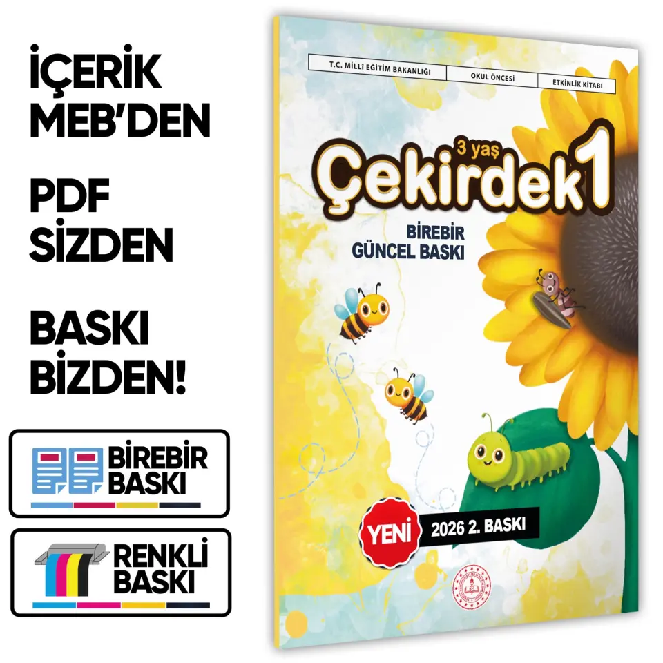2026 3 Yaş Okul Öncesi MEB Etkinlik Kitabı Çekirdek 2 Eğlenceli ve Öğretici Aktiviteler BASKI ÜCRETİ