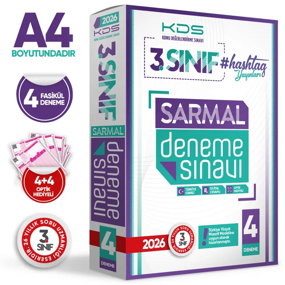 2026 3.Sınıf #hashtag Kazanım Değerlendirme Sınavı 4lü SARMAL Deneme Paketi Türkiye Geneli