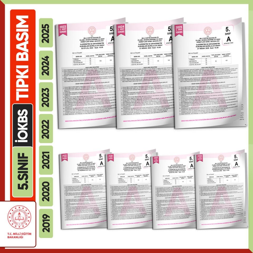 2026 5.Sınıf MEB İOKBS-BURSLULUK Çıkmış Soru Tıpkı Basım 7li Deneme Paketi Video Çözümlü Türkiye G.