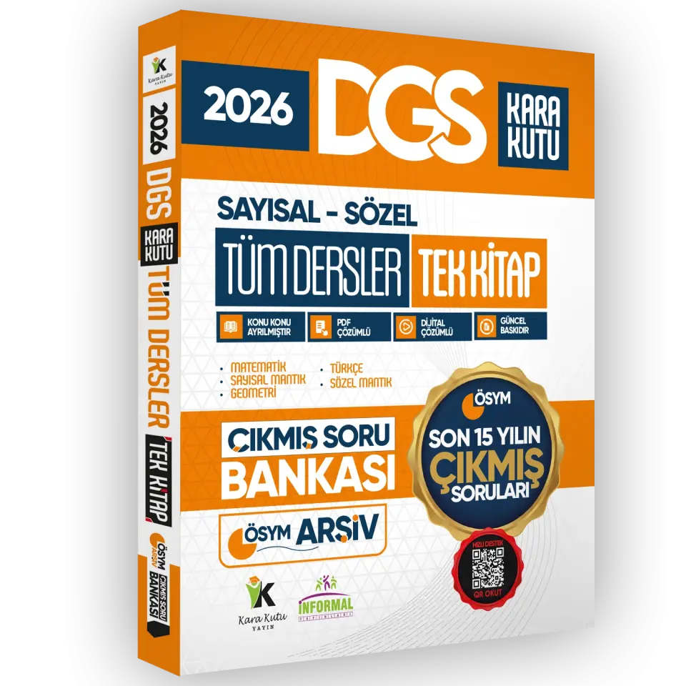 FULL DGS TÜM DERSLER TEK KİTAP Kara Kutu ÖSYM Soru Havuzu Çıkmış Soru Bankası Dijital Çözümlü