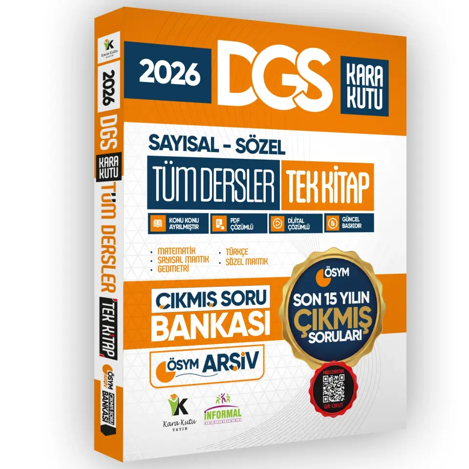FULL DGS TÜM DERSLER TEK KİTAP Kara Kutu ÖSYM Soru Havuzu Çıkmış Soru Bankası Dijital Çözümlü