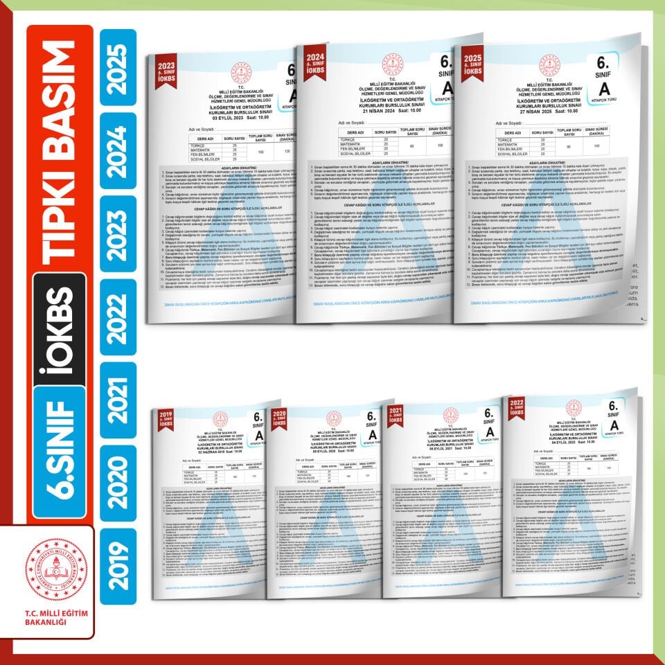 2026 6.Sınıf MEB İOKBS-BURSLULUK Çıkmış Soru Tıpkı Basım 7li Deneme Paketi Video Çözümlü Türkiye G.