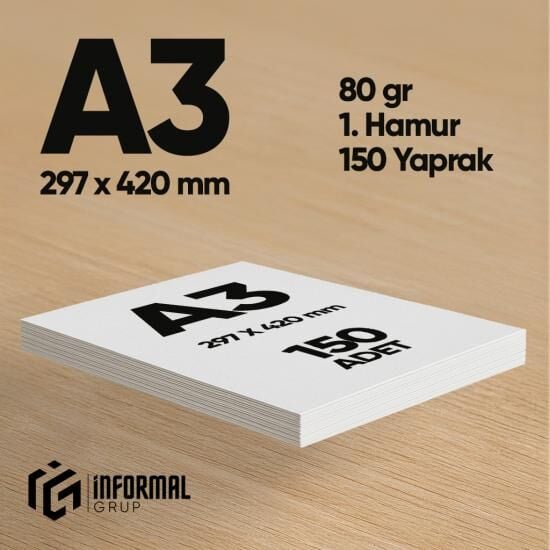İnformal Fotokopi Kağıdı Premium Kalite A3 80 gr 150 Yaprak 1. Hamur