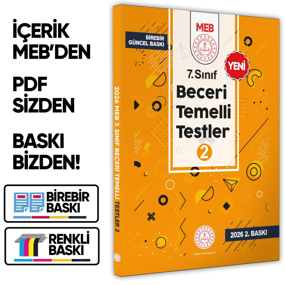 2026 7.Sınıf MEB Beceri Temelli Testler 2. Kitap Örnek Soru Bankası BASKI ÜCRETİ