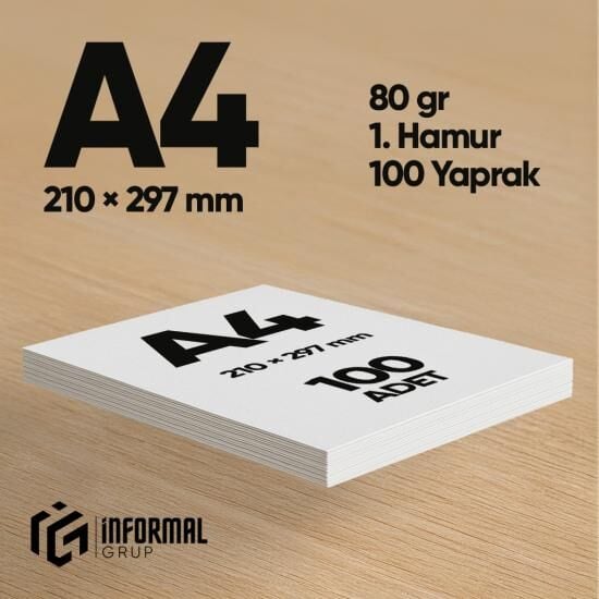 İnformal Fotokopi Kağıdı Premium Kalite A4 80 gr 100 Yaprak 1. Hamur