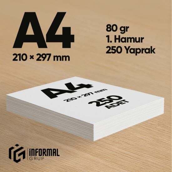 İnformal Fotokopi Kağıdı Premium Kalite A4 80 gr 250 Yaprak 1. Hamur