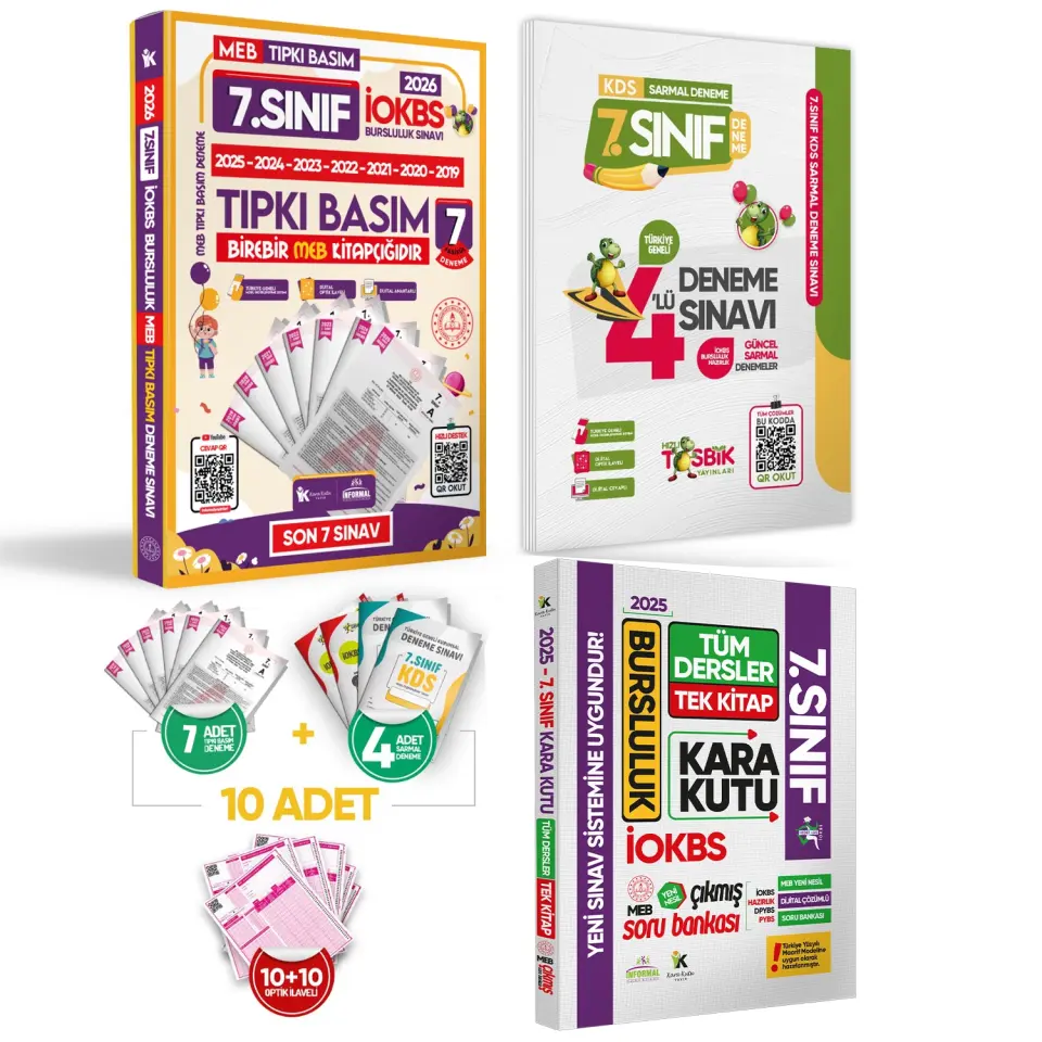 2026 7.Sınıf YENİ SİSTEM İOKBS BURSLULUK ALTIN PAKET Deneme Seti ve Çıkmış Soru Bankası Çözümlü