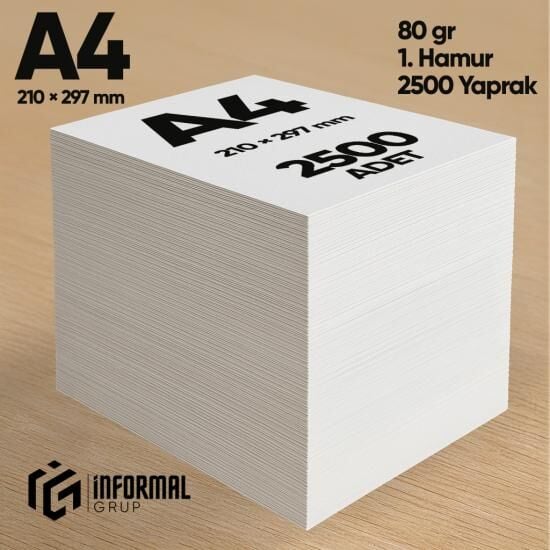 İnformal Fotokopi Kağıdı Premium Kalite A4 80 gr 2500 Yaprak 1. Hamur