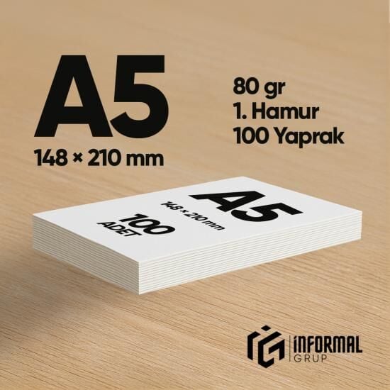 İnformal Fotokopi Kağıdı Premium Kalite A5 80 gr 100 Yaprak 1. Hamur