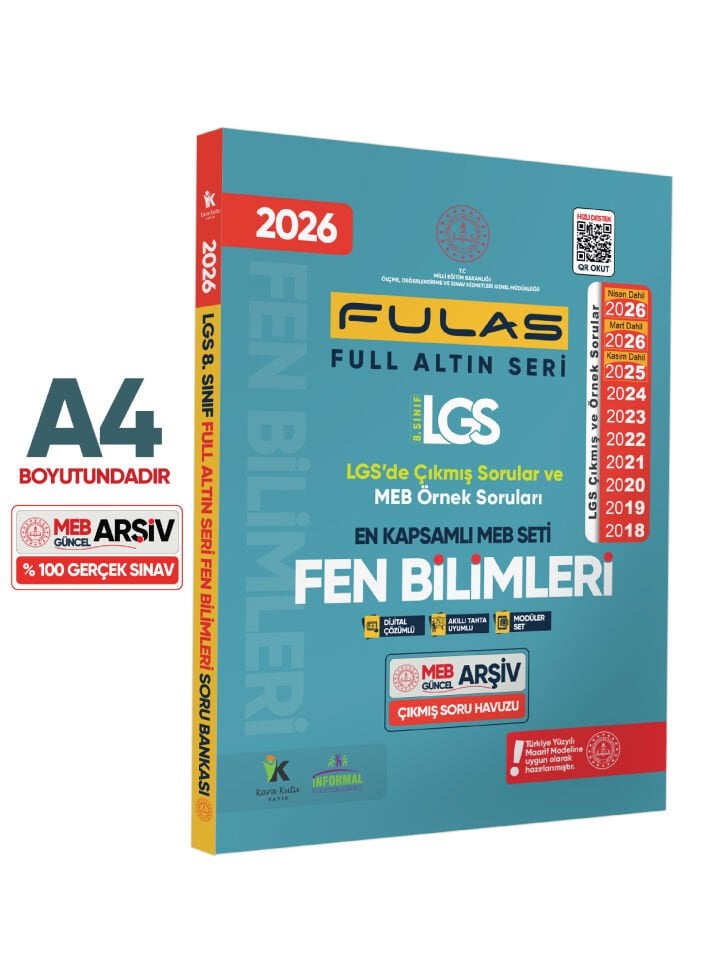 2026 8.Sınıf Full LGS Altın Seri (FULAS) FEN BİLİMLERİ MEB Çıkmış Soru Bankası Modüler Seti Çözümlü