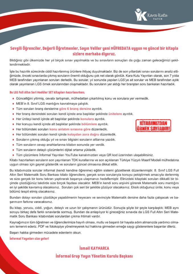 2026 8.Sınıf Full LGS Altın Seri (FULAS) FEN BİLİMLERİ MEB Çıkmış Soru Bankası Modüler Seti Çözümlü