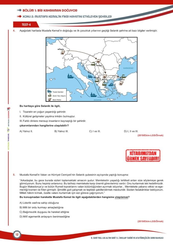 2026 8.Sınıf Full LGS Altın Seri (FULAS) İNKILAP TARİHİ MEB Çıkmış Soru Bankası Modüler Seti Çözümlü