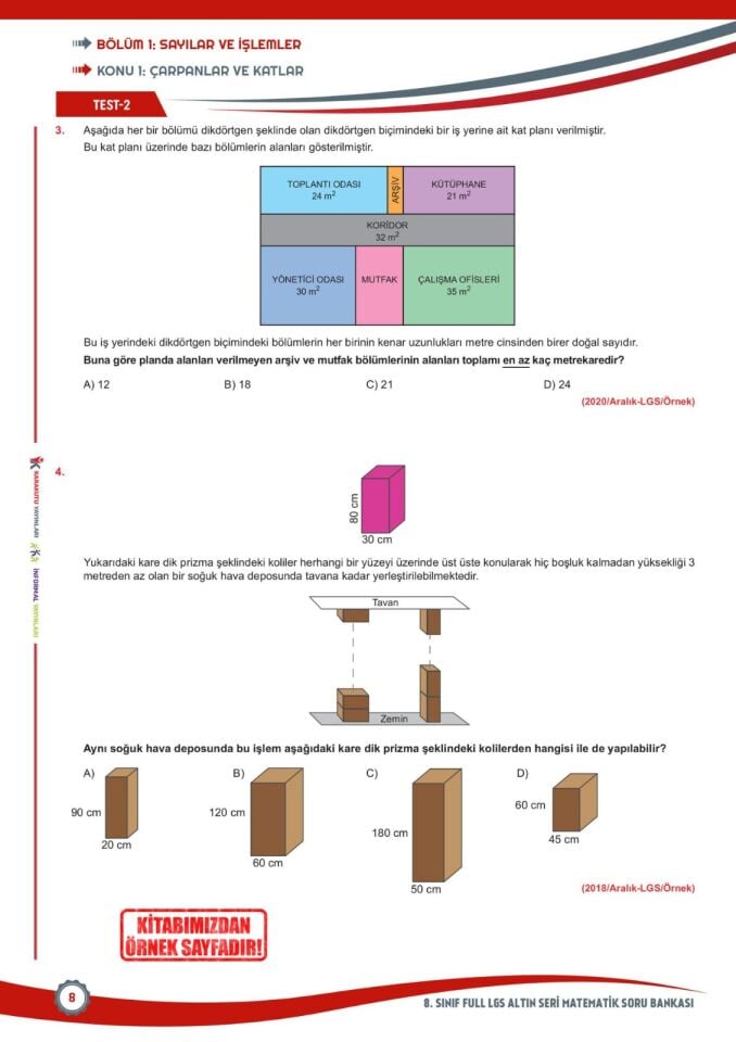 2026 8.Sınıf Full LGS Altın Seri (FULAS) MATEMATİK MEB Çıkmış Soru Bankası Modüler Seti Çözümlü