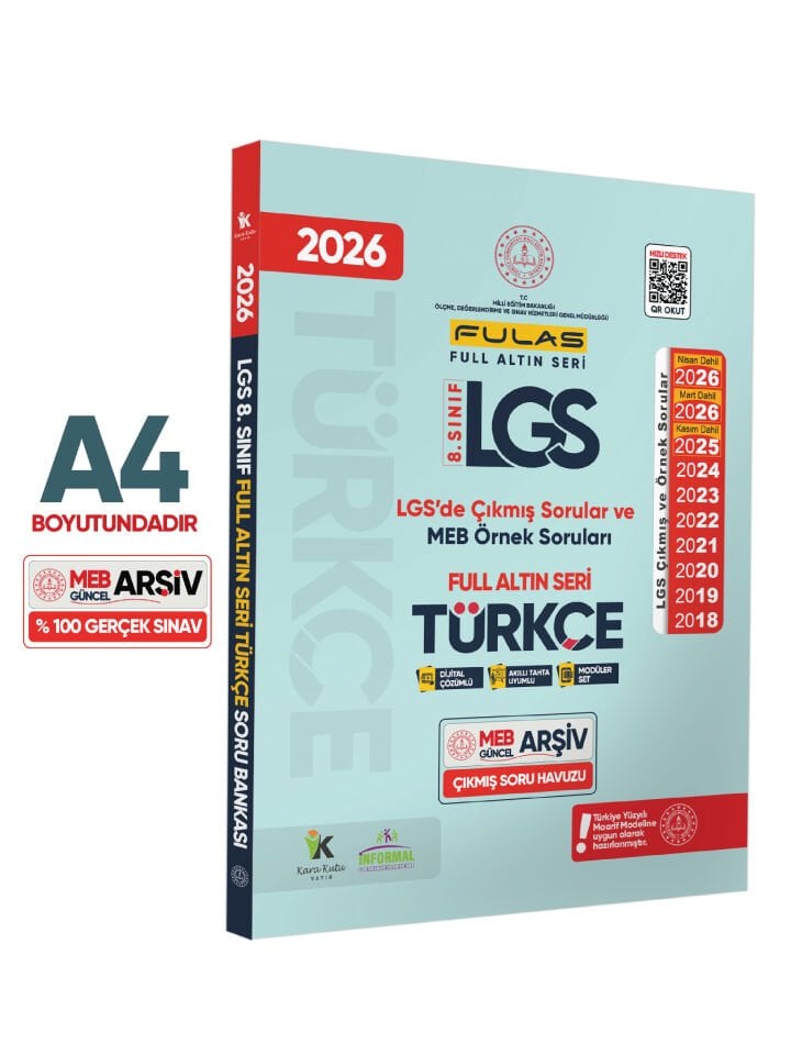2026 8.Sınıf Full LGS Altın Seri (FULAS) TÜRKÇE MEB Çıkmış Soru Bankası Modüler Seti PDF/Video Çözümlü