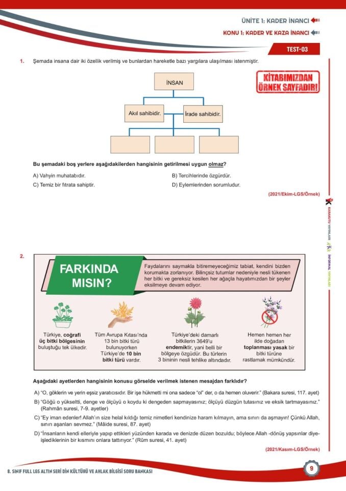 2026 8.Sınıf Full LGS Altın Seri FULAS DİN KÜLTÜRÜ ve AHLAK BİLGİSİ Çıkmış Soru Bankası Modüler Set