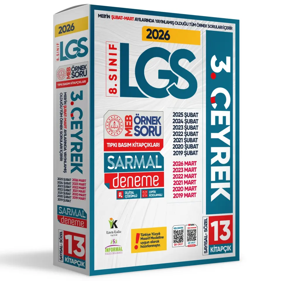 2026 8.Sınıf LGS 3. ÇEYREK Şubat-Mart Ayı MEB Örnek Soru Tıpkı Basım Sarmal Deneme Paketi Çözümlü