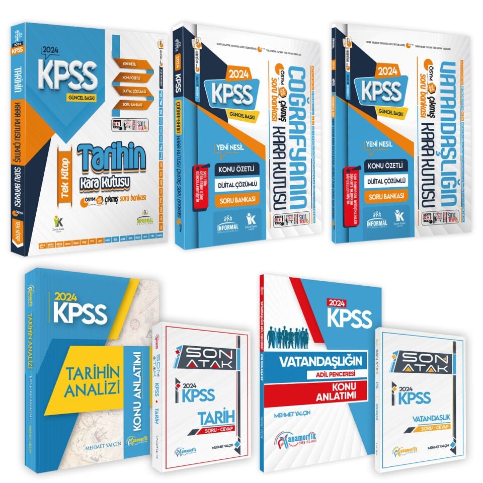 KPSS Genel Kültür 7li Set Karakutu ve Anamorfik Yayınları Konu Anlatımlı Çıkmış-Özgün Soru Bankası