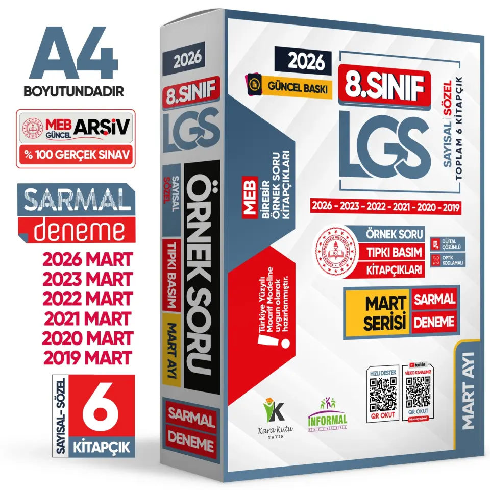 2026 8.Sınıf LGS Mart Ayı MEB Örnek Soru Tıpkı Basım 6lı Sarmal Deneme Paketi Dijital Çözümlü