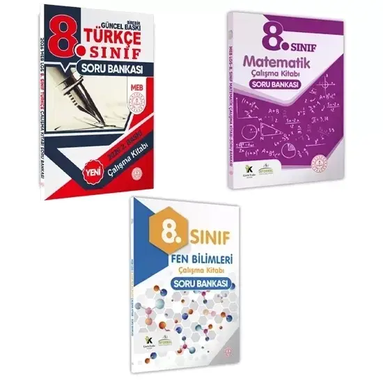 2026 8.Sınıf LGS MEB 3lü SET( Matematik-Fen-Türkçe) Soru Bankası Seti Renkli Baskı A4 BASKI ÜCRETİ