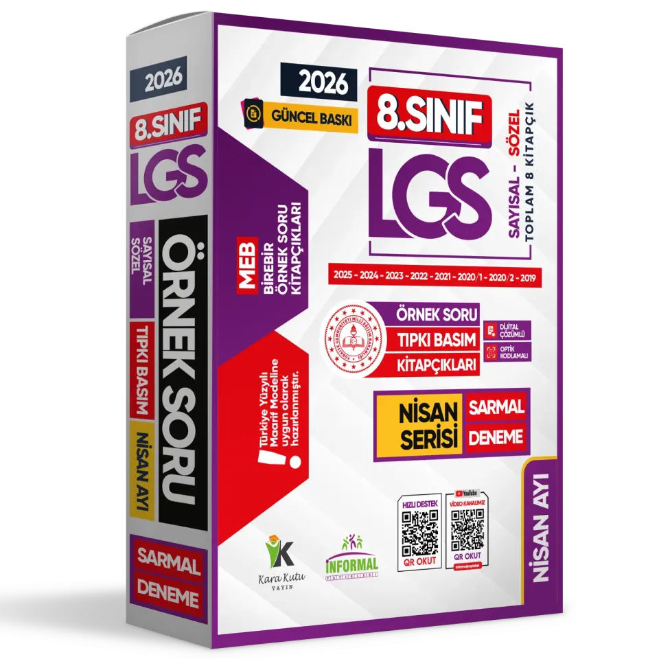 2026 8.Sınıf LGS Nisan Ayı MEB Örnek Soru Tıpkı Basım 8li Sarmal Deneme Paketi Dijital Çözümlü