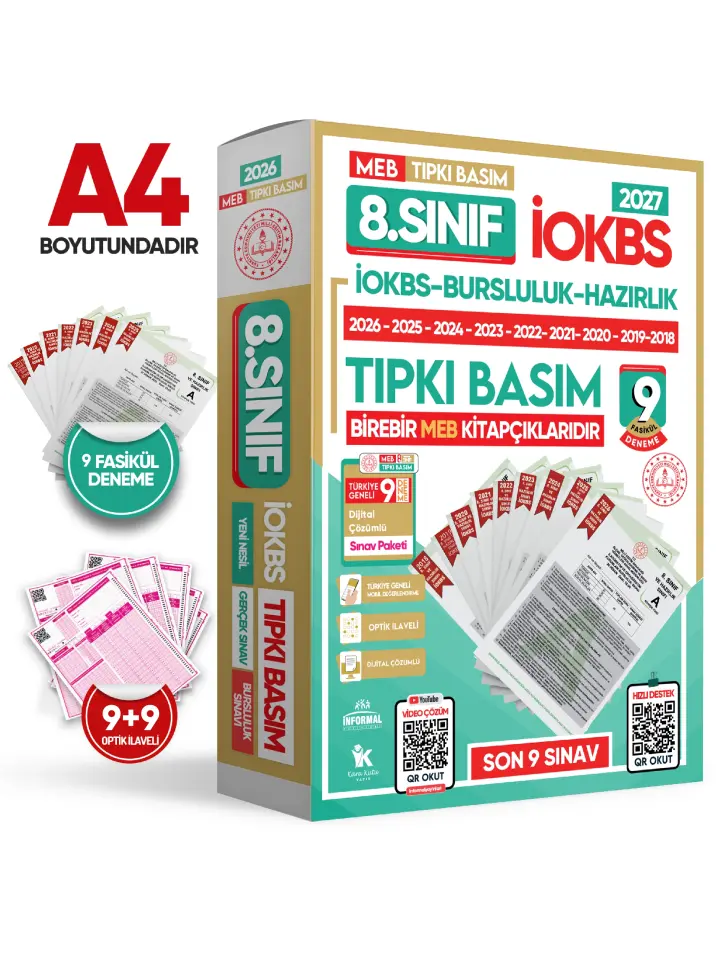 2026 8.Sınıf LGS-İOKBS Tıpkı Basım ve ÖZGÜN Yeni Nesil Deneme Seti 23lü(9+8+6) ALTIN PAKET TG Çözüm