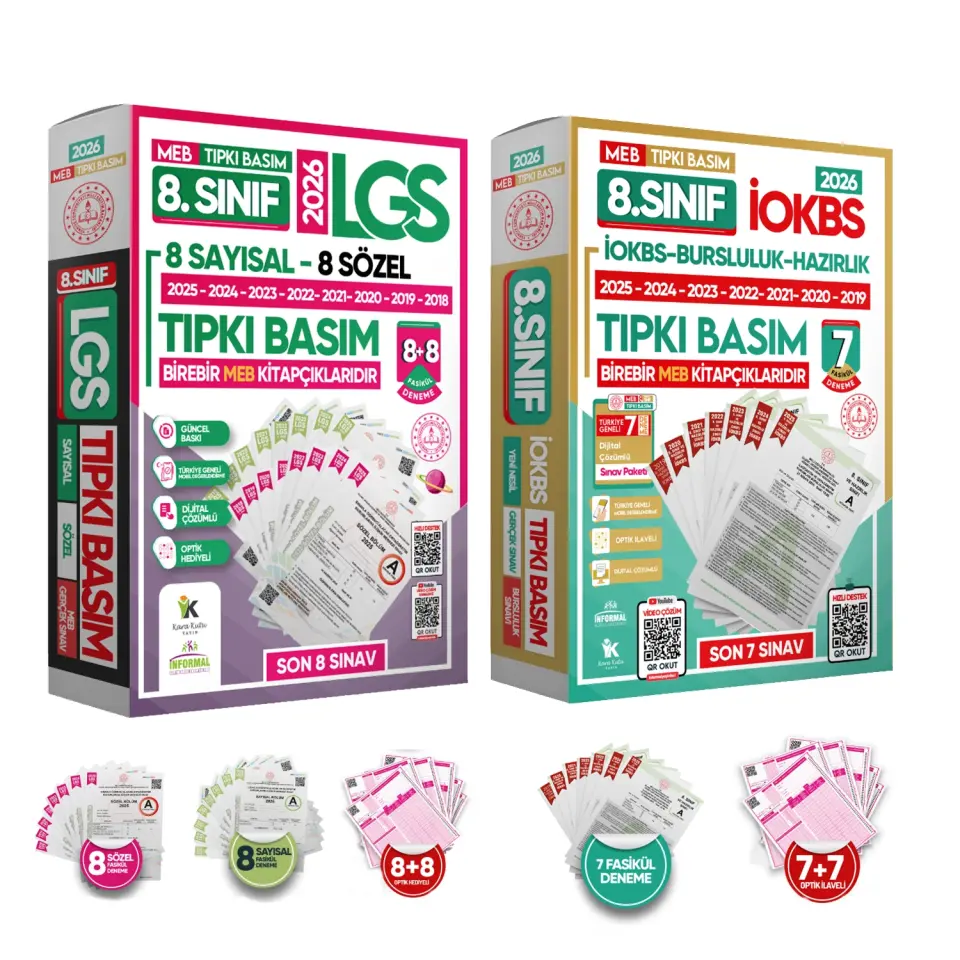 2026 8.Sınıf MEB LGS-İOKBS(BURSLULUK) Çıkmış Soru Tıpkı Basım 15li Deneme Paketi TG Video Çözümlü