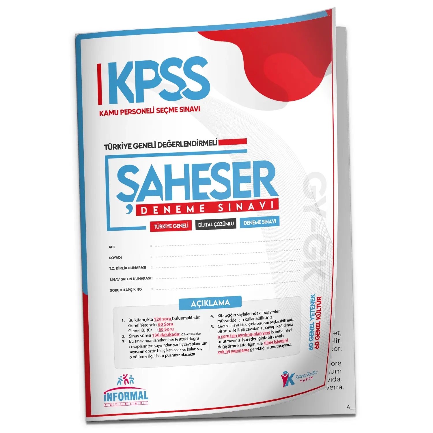 KPSS Lisans GY-GK Şaheser FIRSAT ÜRÜNÜ Türkiye Geneli Dijital Çözümlü Deneme Kitapçığı (OPTİK EKLİ)