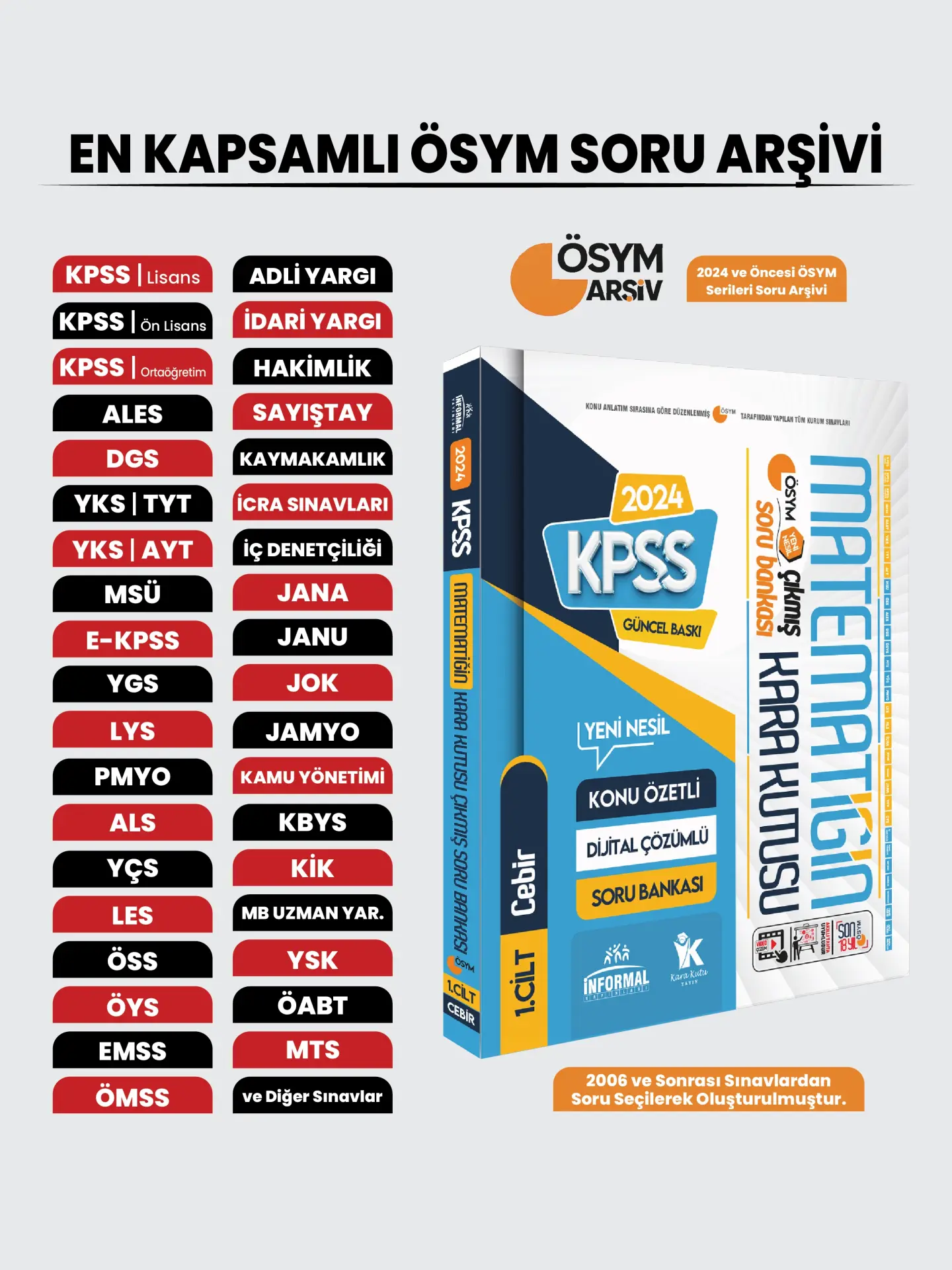 KPSS Matematik Kara Kutu 1.Cilt Konu Özetli Dijital Çözümlü ÖSYM Çıkmış Soru Havuzu Bankası