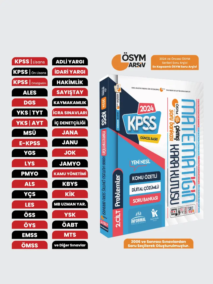 KPSS Matematik Kara Kutu 2. Cilt PROBLEM K.Ö. Dijital Çözümlü ÖSYM Çıkmış Soru Bankası