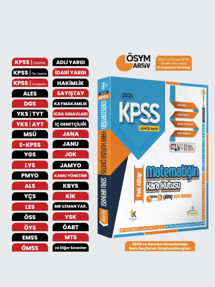 KPSS Matematik Kara Kutu Tek Kitap En Kapsamlı Çıkmış Soru Bankası Konu Özetli Dijital Çözümlü