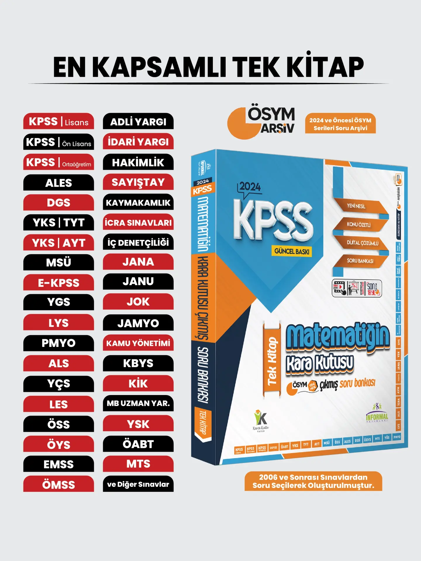 KPSS Matematik Kara Kutu Tek Kitap En Kapsamlı Çıkmış Soru Bankası Konu Özetli Dijital Çözümlü