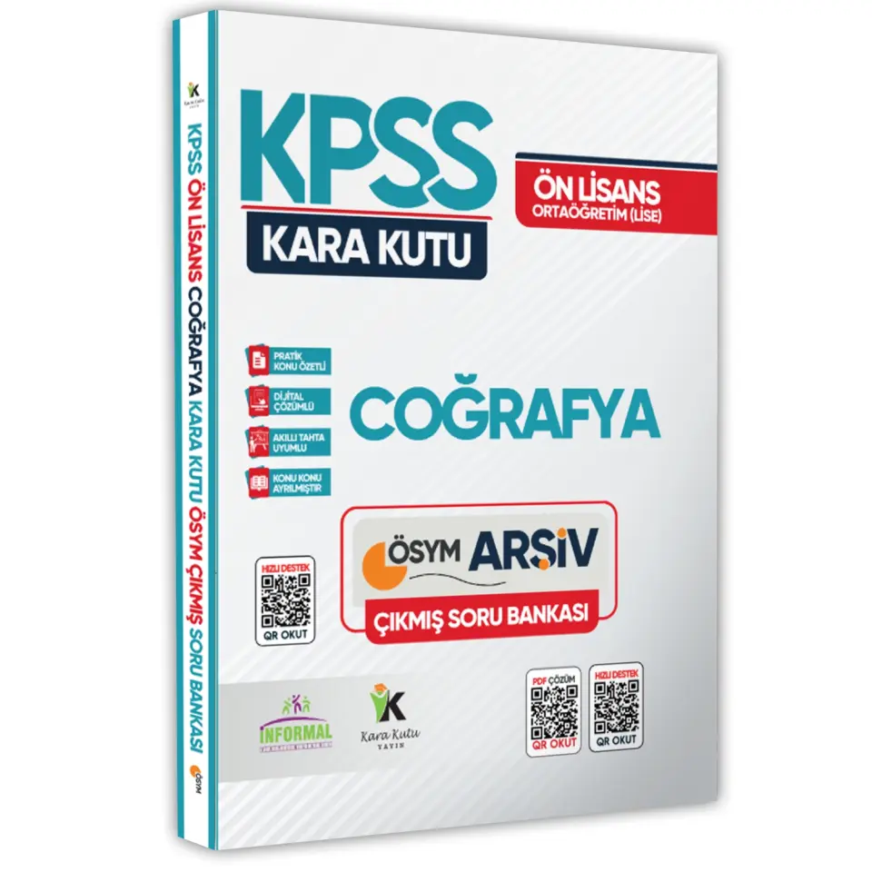 KPSS Ön Lisans Coğrafyanın Kara Kutusu Konu Özetli Dijital Çözümlü ÖSYM Çıkmış Soru Havuzu Bankası