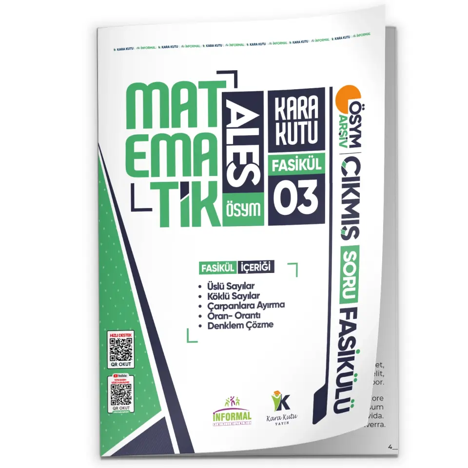 2026 ALES Matematik Kara Kutu 3.Fasikül ÖSYM Çıkmış Soru ÜSLÜ-KÖKLÜ SAYILAR-DENKLEM ÇÖZME ModülerSet
